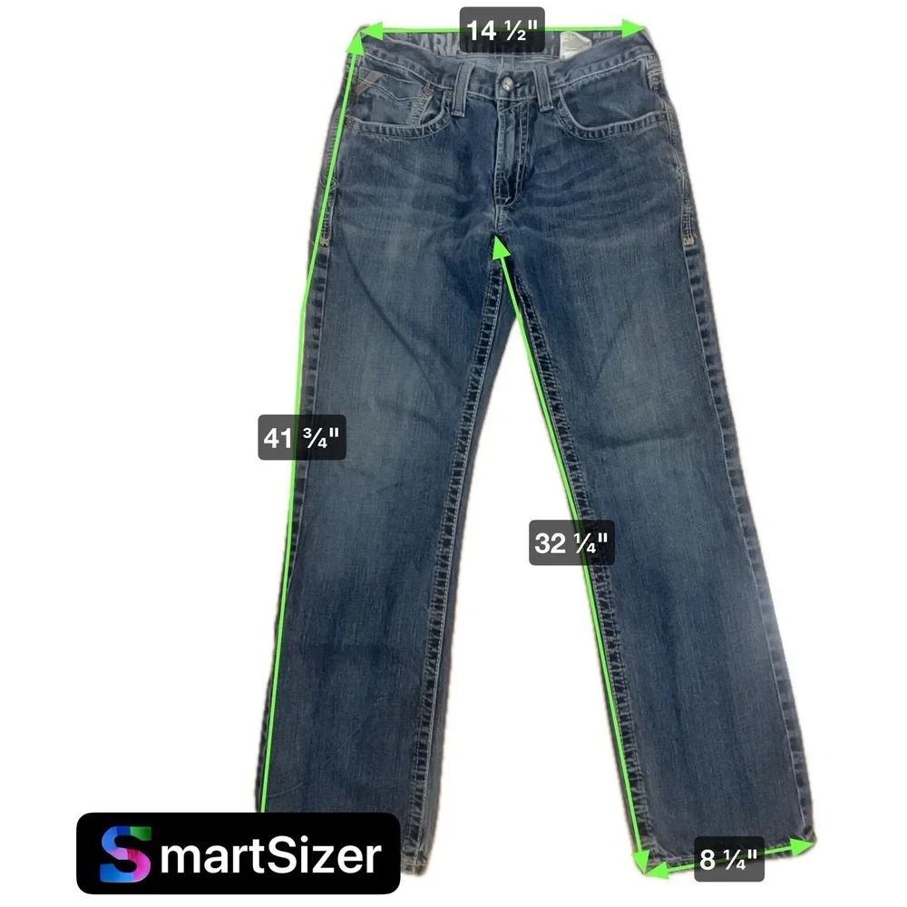 Ariat M5 Jeans Men's 31x32 Slim Fit Straight Denim Cowboy Western Thick Stitch